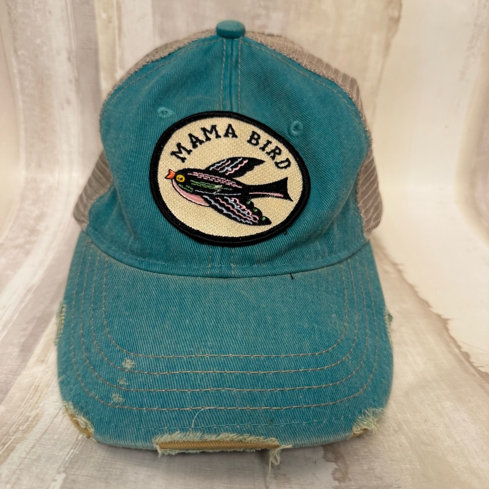 Judith March Teal and Gray Mama Bird Hat